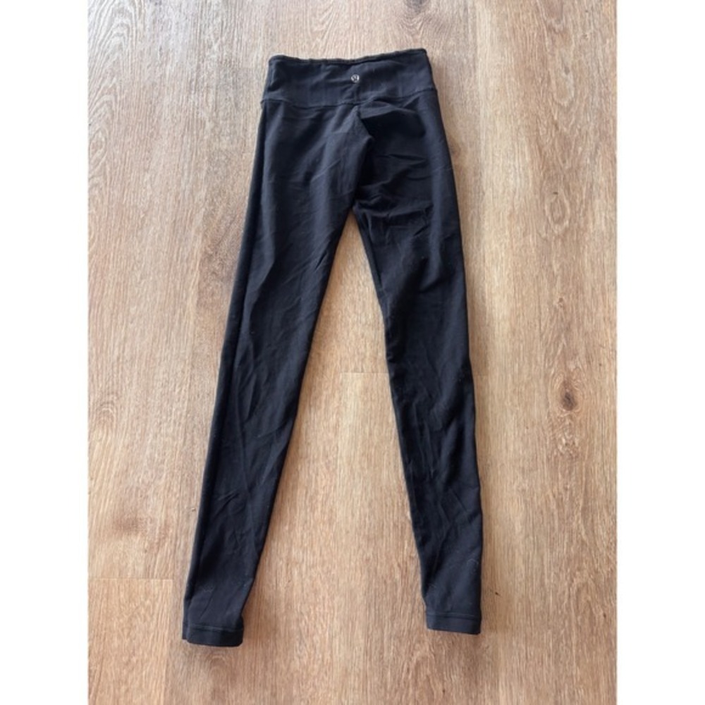 Lululemon Wunder Under Roll Down, reversible Leggings Black Grey Stripe‎ Size 2